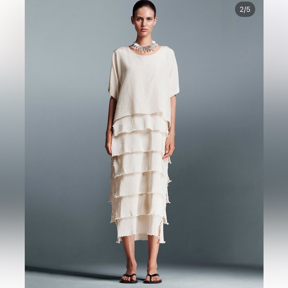 Zara Cream Asymmetrical Layered Dress